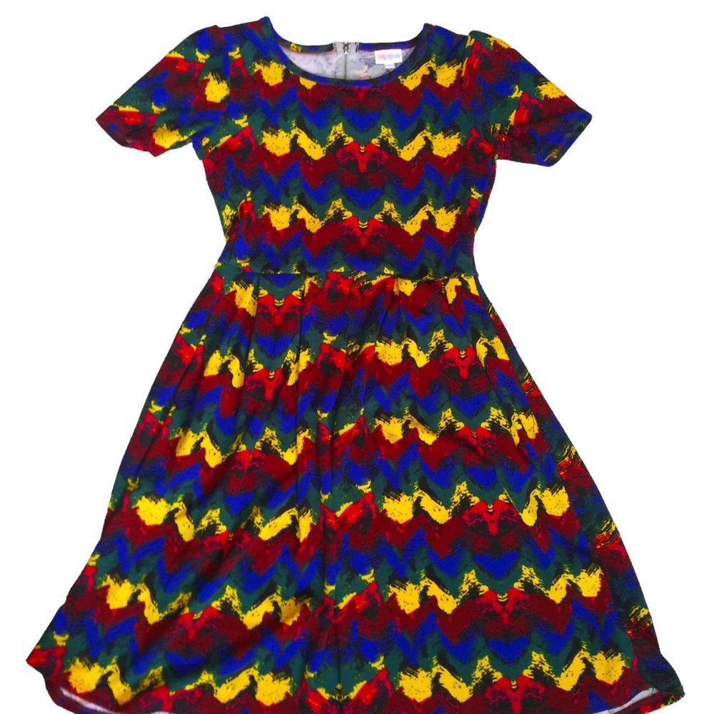 LuLaRoe Amelia Simply Comfortable Dress Tribal  African Color Women's Small NWT